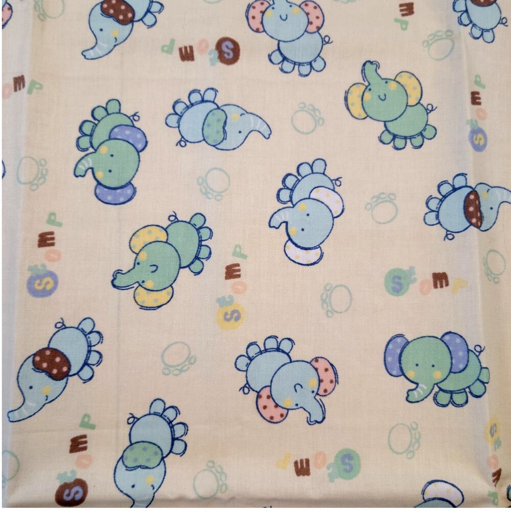 Cotton Fabric Baby Elephants Stomp Pastel Cream 22x44" Nursery Joann Print